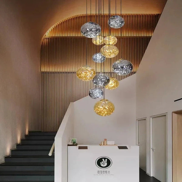 Ayla Bubble Art Contemporary Stairwell Chandelier