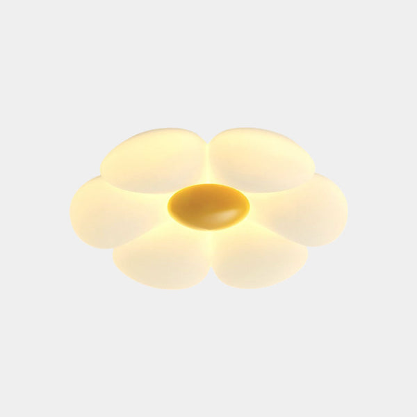 Flush Mount Ceiling Light Kids Room Cream Acrylic Flower LED