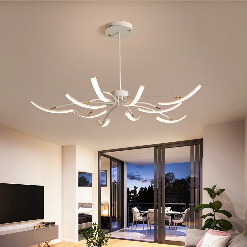 Modern Rotating Chandelier in Metal Dimmable for Living Rooms