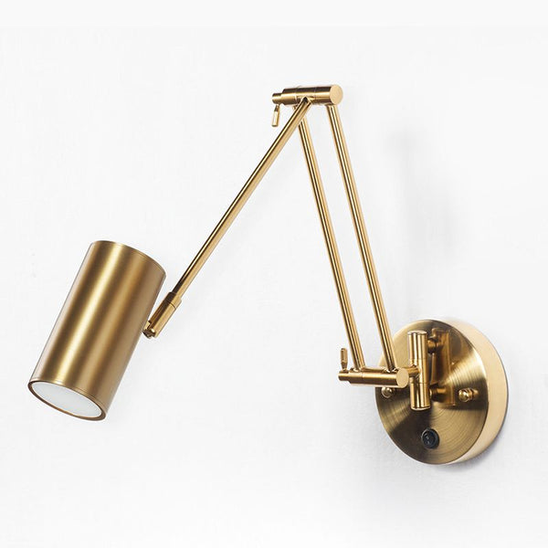 Aria Wall Lamp Cylindrical Adjustable Lamp Pole Metal Brass, Bedroom