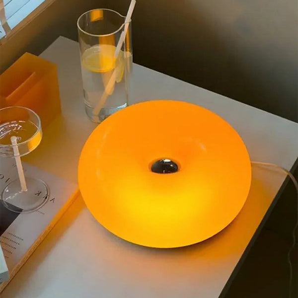 Mid Century Donut Table Lamp Glass with Low Blue LED for Bedside