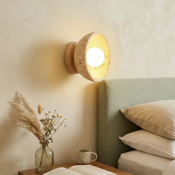 Round Ollina Travertine Wall Lamp