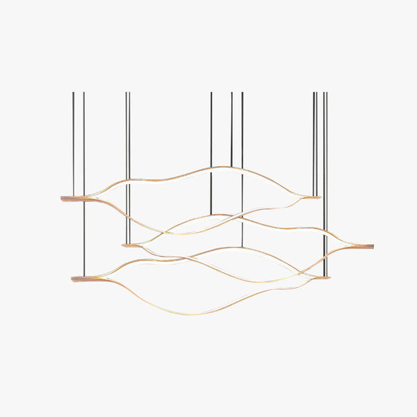 Arisha LED Linear Minimalist Wave Golden Leaf Shaped Pendant Light
