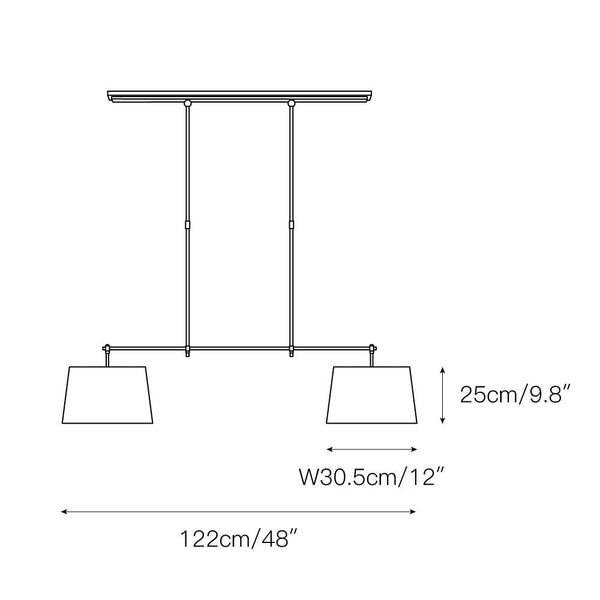 Kaleido Elegance Linear Brass Fabric Pendant Lamp