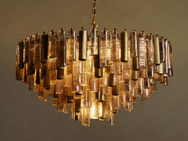 The Veneziana Chandelier | Amber Cast Glass & Antique Brass | CLVNZCH