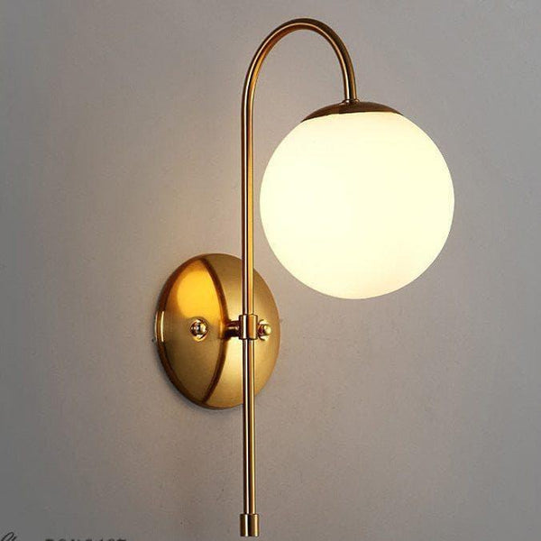 Art deco milk glass ball wall light
