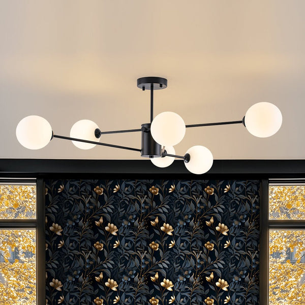 Odin Modern Linear Sputnik Glass Semi Flush Ceiling Light