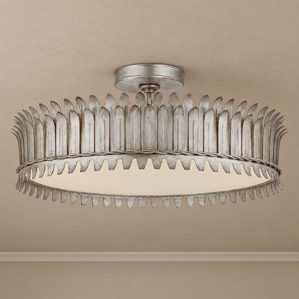 Alloro Leaf Semi-Flush Ceiling Light | Brass & Glass | CLALL4207