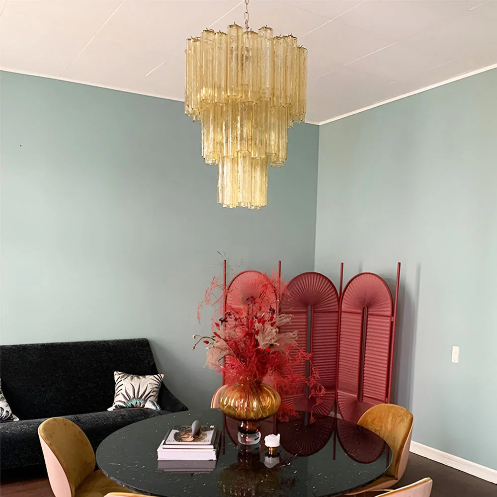 Elegant Yellow Tube Chandelier