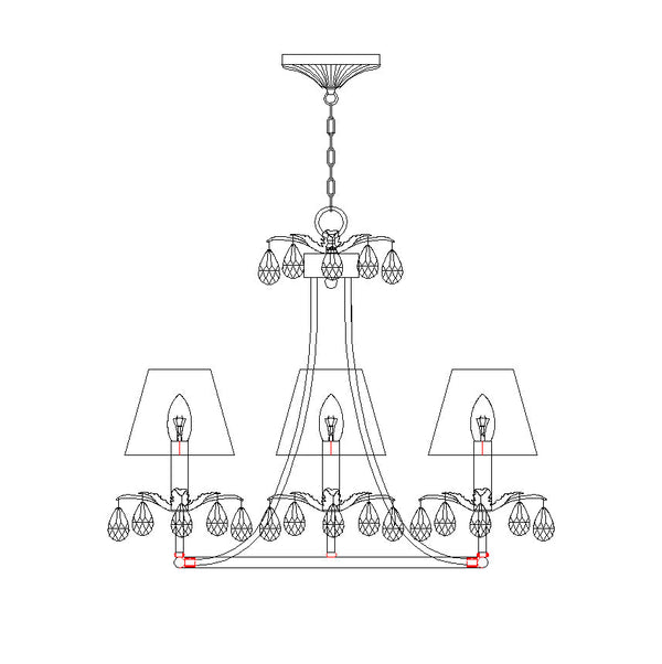Ivsilan Vintage Industrial Brass Crystal Chandelier