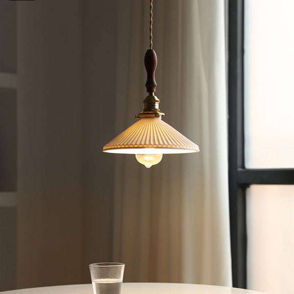 Modern Ceramics Retro Pleated Ceiling Pendant Light