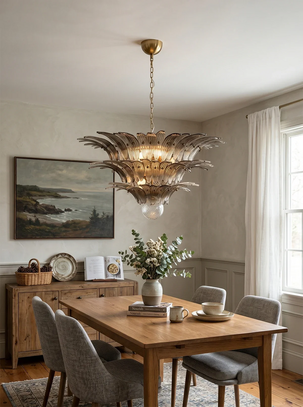 Beautifully Murano Palmette Smoked Chandelier