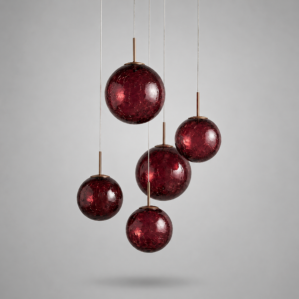 The Chromia Pendant | Burgundy Glass & Brass | CLND009