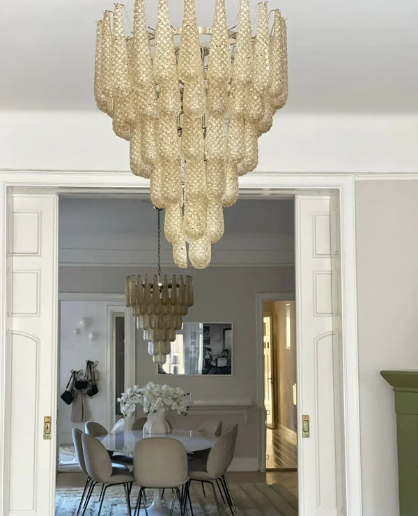 Vintage Amber Glass Petals Chandelier