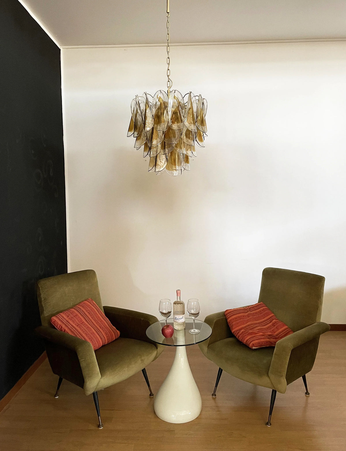 Vintage Murano Swallows Amber Glass Chandelier