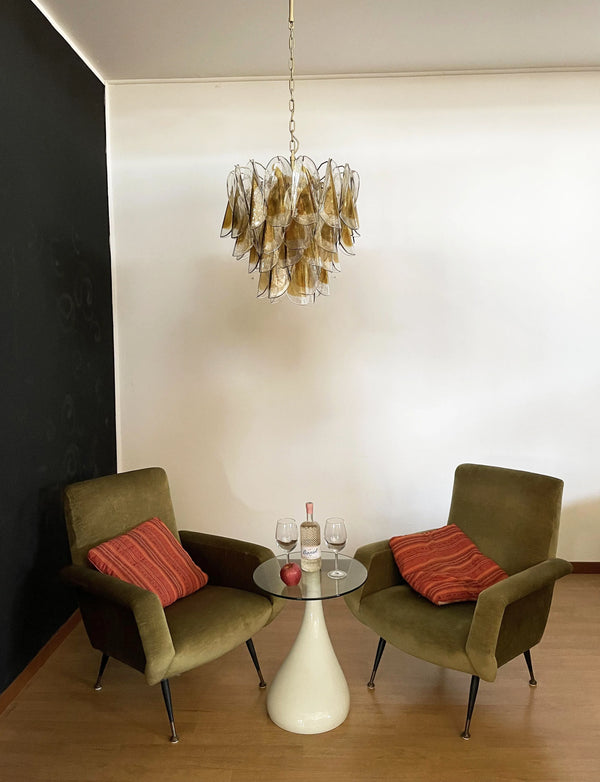 Vintage Murano Swallows Amber Glass Chandelier