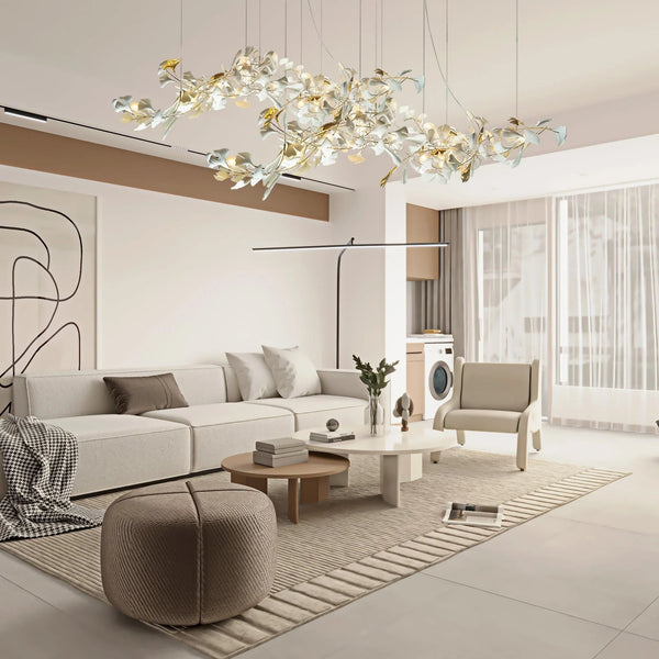 Gold White Leaves Combination Gingko Chandeliers