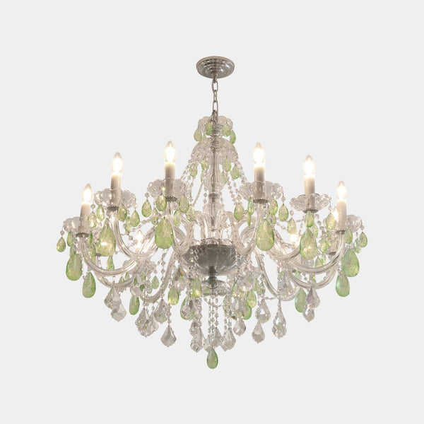 Chandelier French Candle Apple Green Glass Crystal