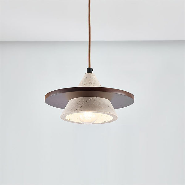 Sereora Pendant Light Wooen Disc Travertine
