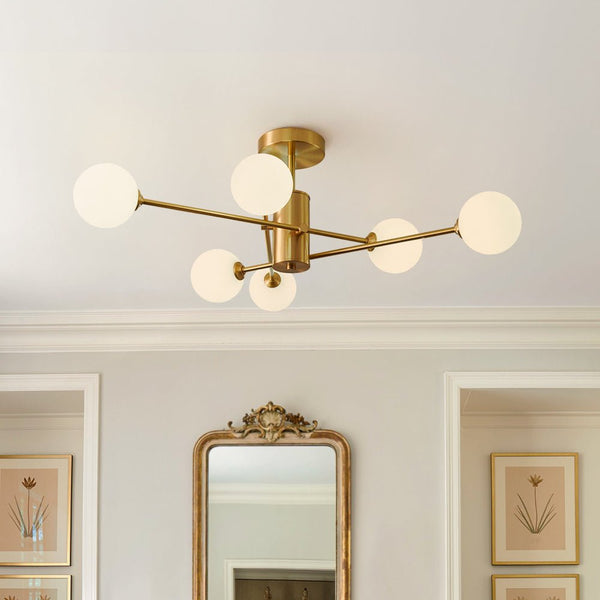 Odin Modern Linear Sputnik Glass Semi Flush Ceiling Light