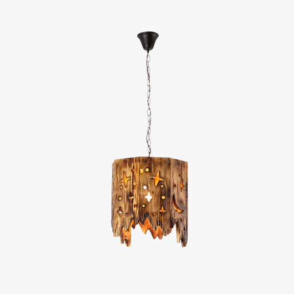 Epoch Retro Starry Metal & Wood Pendant Light