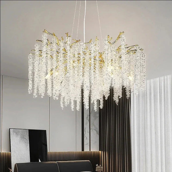 Mia Luxury Round Branch Crystal Ceiling Chandelier