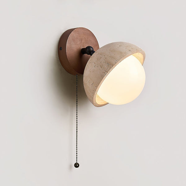 Myrinir Wood Travertine Wall Lamp