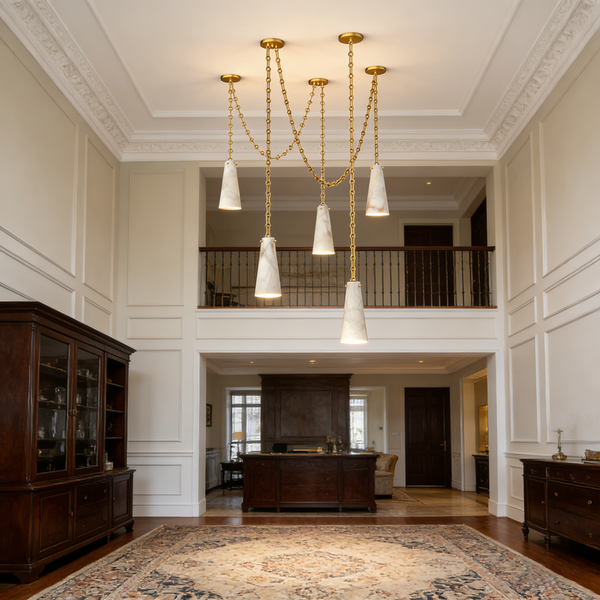Vintage Alabaster Cluster Chandelier