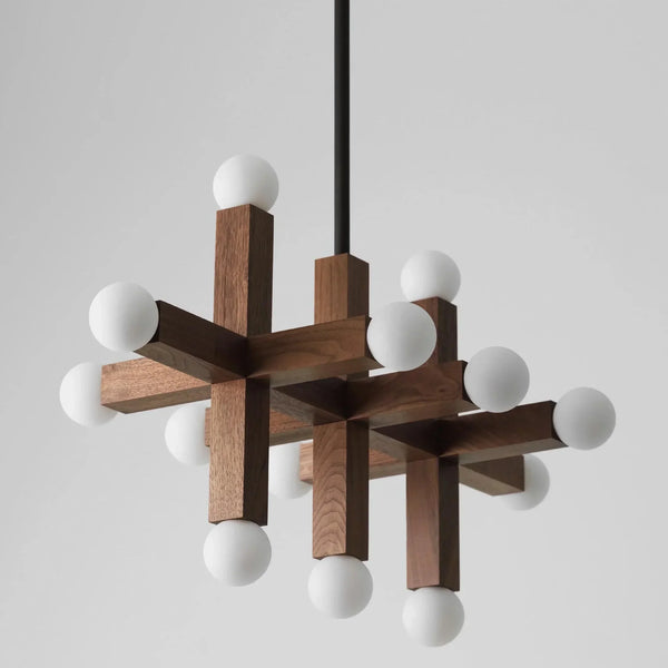 3-Link Wood & Glass Chandelier | CLVGT0281