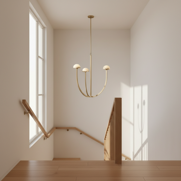Tiered Brass & Alabaster Chandelier | 3 Arch | CL02453T
