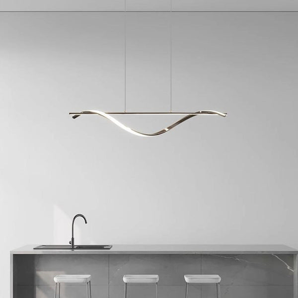 Pendant Light Modern Linear Wavy LED Metal, Black / Gold