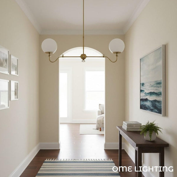 Pearl Glass Brass Chandelier