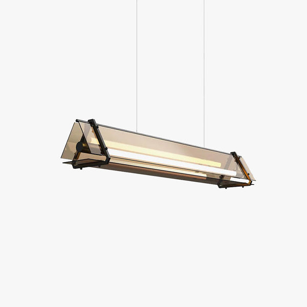 Arisha Industrial Triangle Metal/Glass Pendant Light, Gold