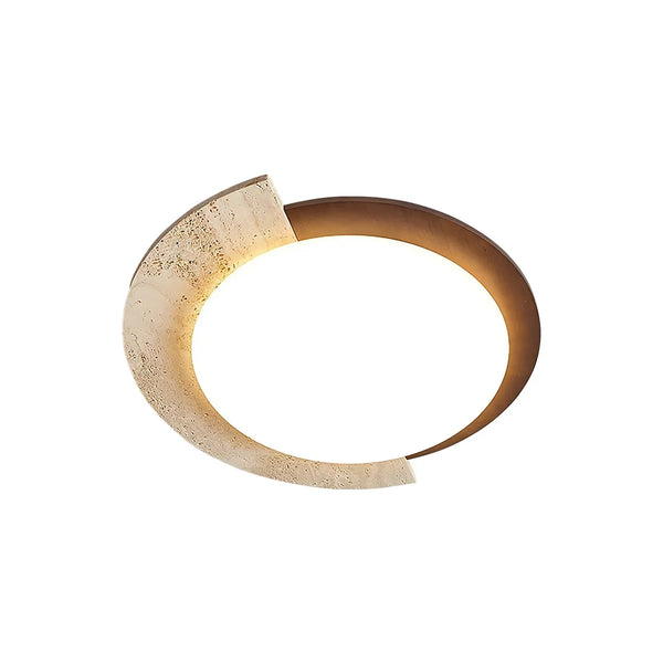 Round Eclipse Halo Travertine Ceiling Lamp