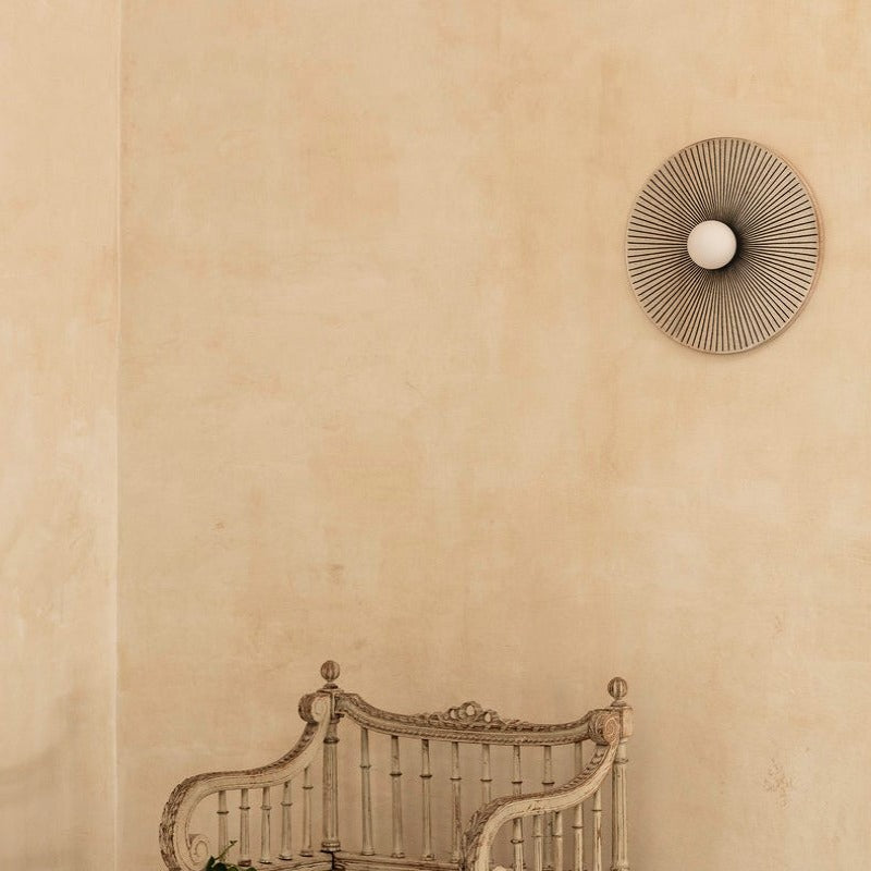 Wall Lamp Metal Body with Wood Rim Minimalist Style