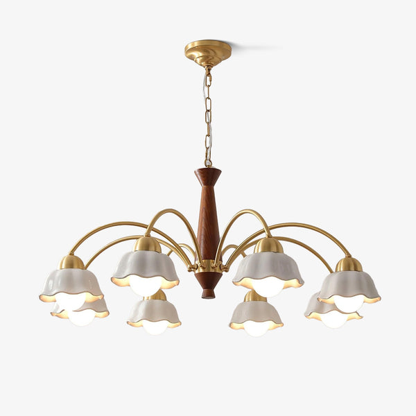 Swedish Modern Gold Chandelier