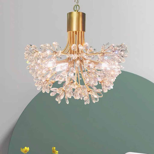 Modern Brass Branch Flower Crystal Chandelier