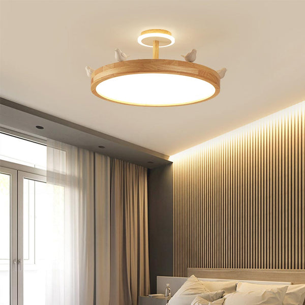 Ceiling Light Wood Chandelier Creative Semi Flush Mount