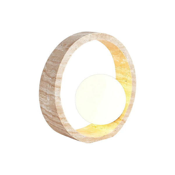 Ring Travertine Q Circle Table Lamp