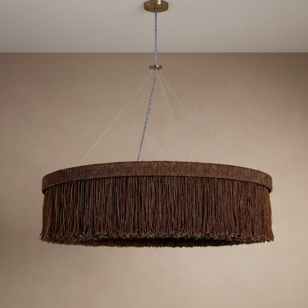 The Halo XII Chandelier | Burgundy Rattan Ring | CLND010