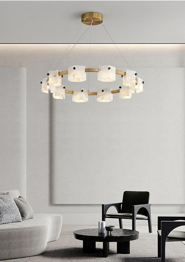 Diamond shaped marble chandelier
