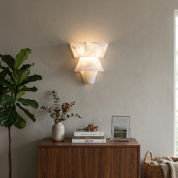 Alabaster Tiered Cone Wall Light