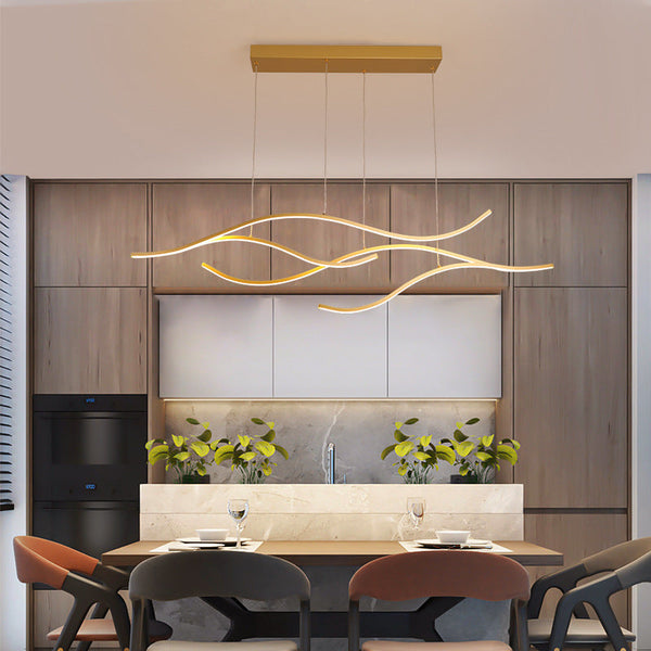 Arisha Pendant Light, Multi-Curved, Black/Gold
