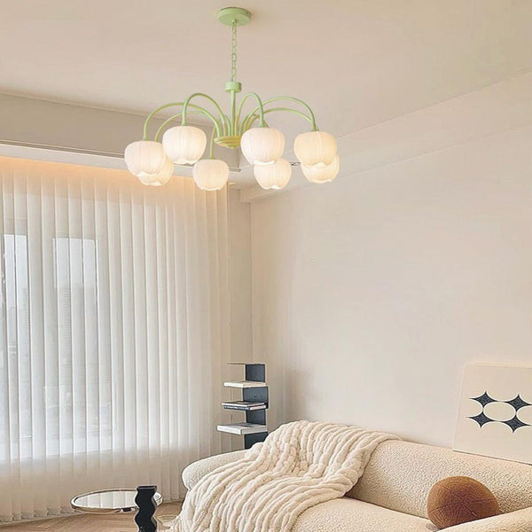 Chandelier Nordic Cream Branch Glass Tulip Flower