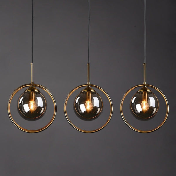 Zoey Glass Pendant Light with a Metal Ring