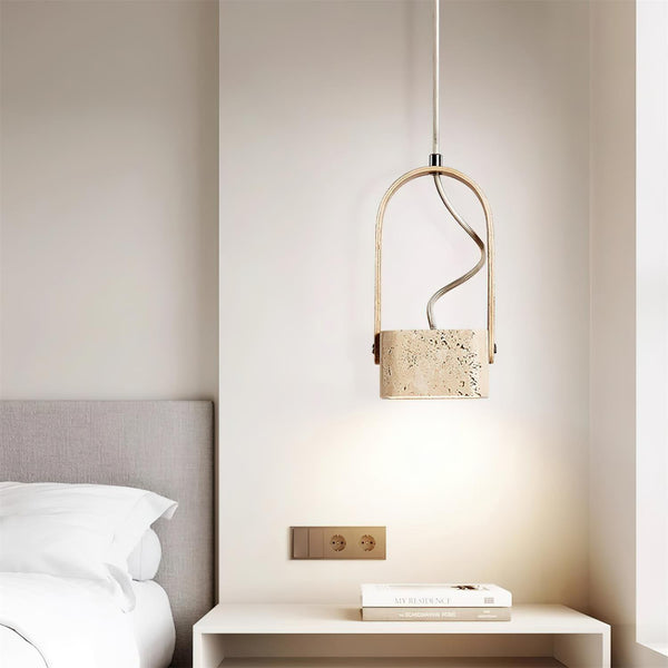 Cesta Pendant Light Square Yellow Travertine
