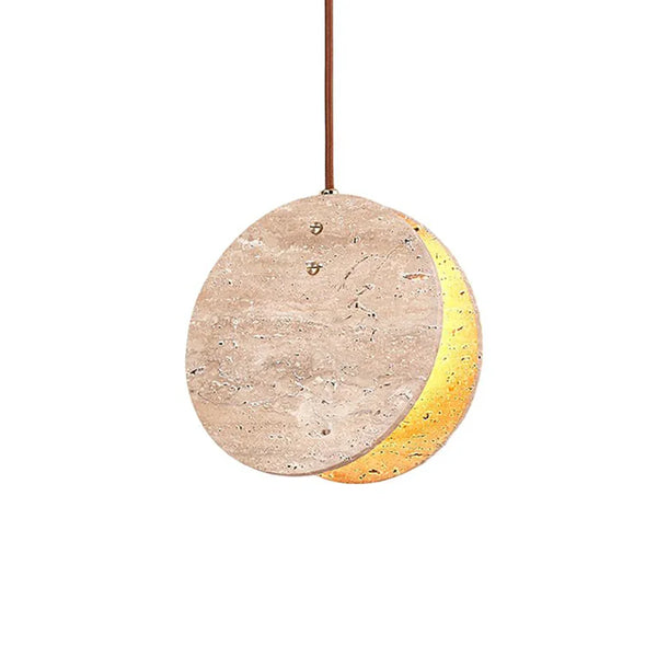 Round Travertine Solstice Stone Pendant Light