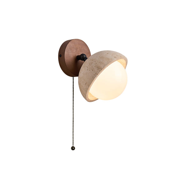 Myrinir Wood Travertine Wall Lamp