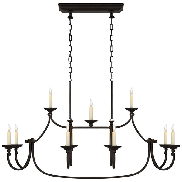 Ercare Vintage Industrial Linear Brass Fabric Chandelier