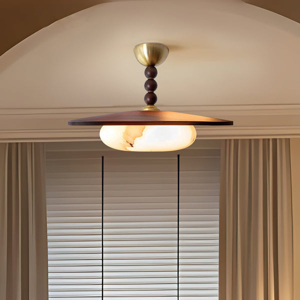 Muto Ceiling Light Walnut Color & White Imitation Alabaster